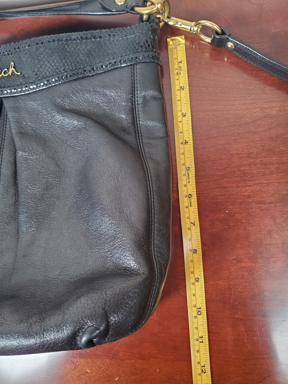 Coach - Ashley - Leather - Hippie Crossbody / Shoulder Bag - Black - F20114 - Picture 13 of 17